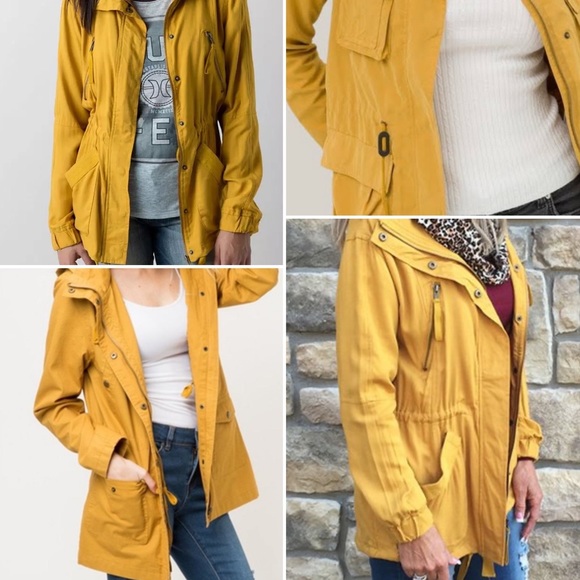 Utility Jacket Trench Coat mustard yellow cargo jacket - Picture 4 of 16